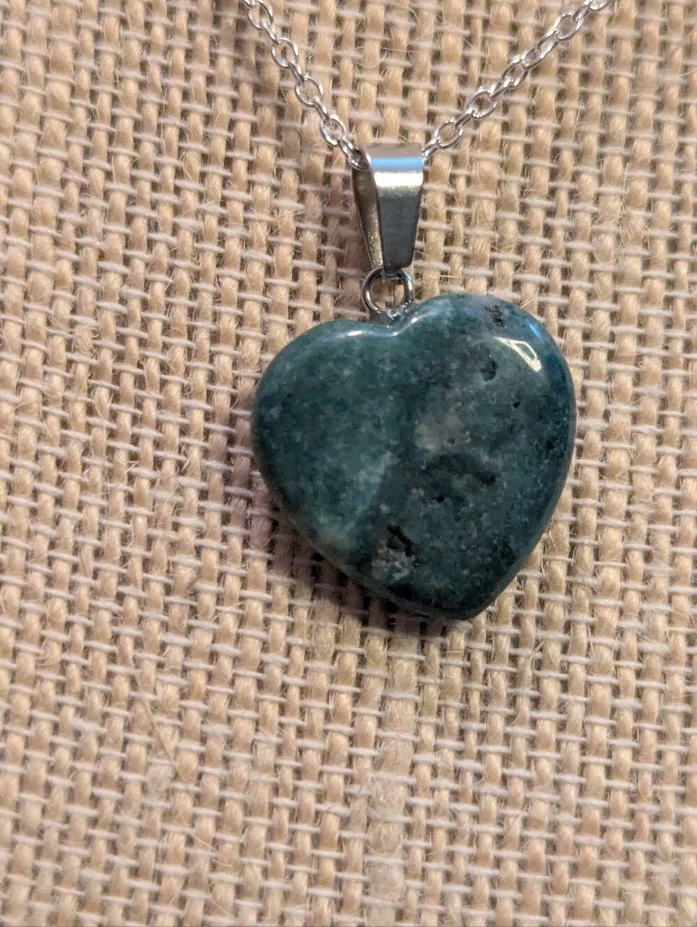 Blue‑Green Agate Heart Pendant • 18